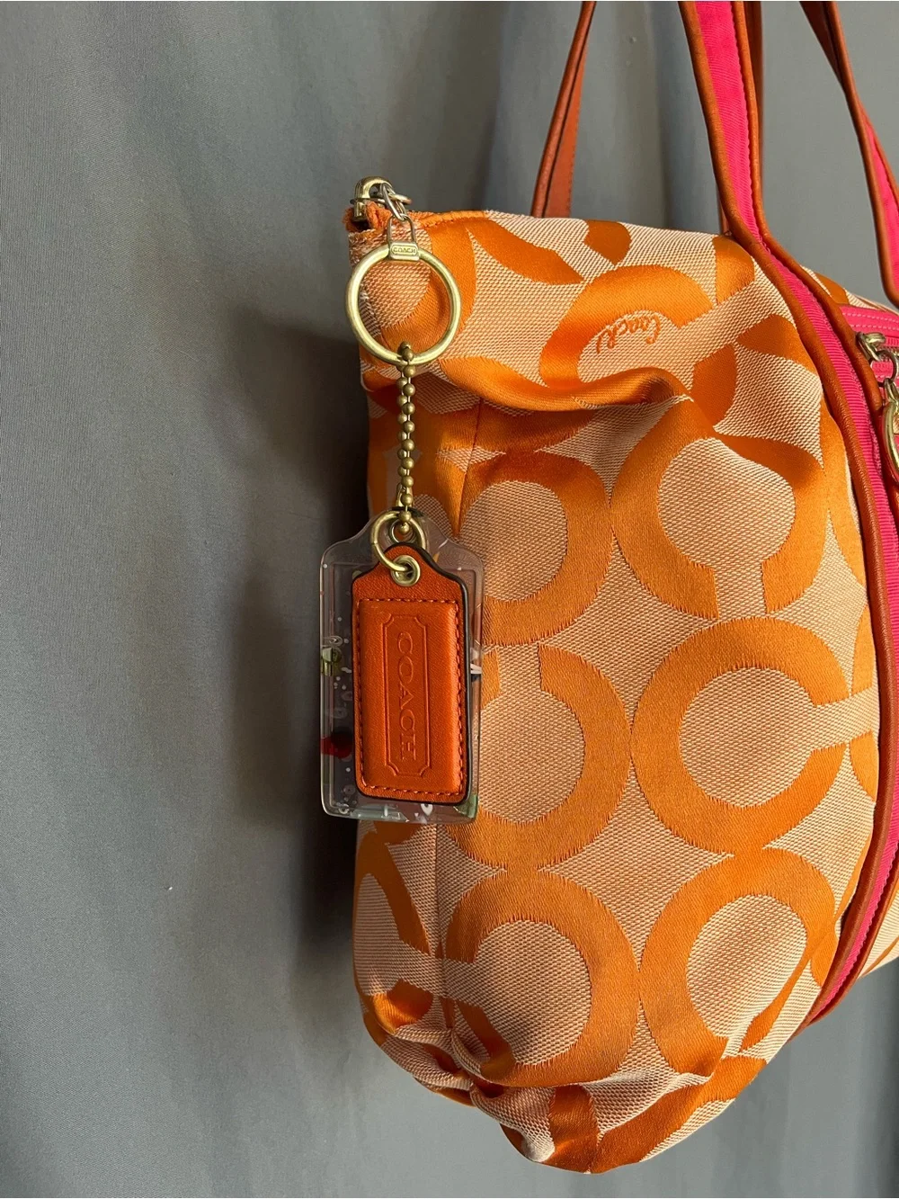 Coach Poppy Orange Pink Op Art Glam tote - Picture 7 of 12